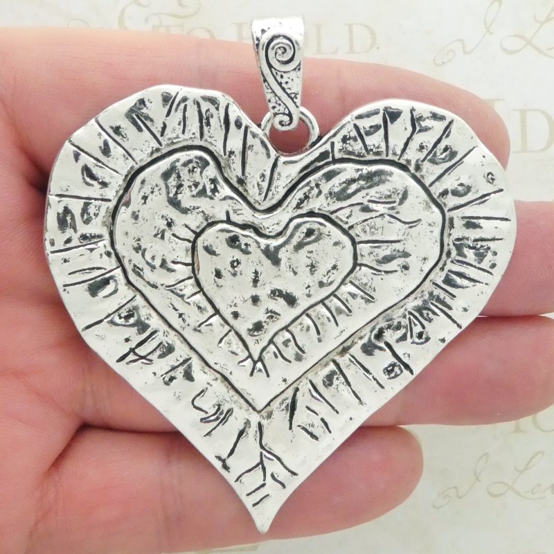 Silver Hammered Heart Pendant