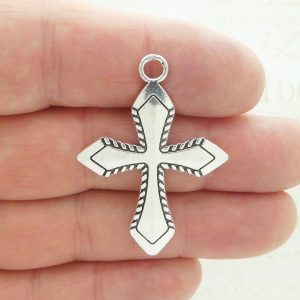 Silver Cross Charm for Jewelry Making