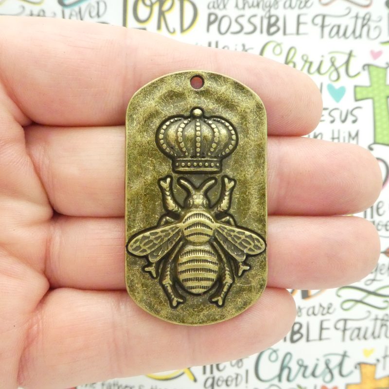 Bulk 3 Mardi Gras Queen Bee Pendant in Bronze Pewter by TIJC SP1957B