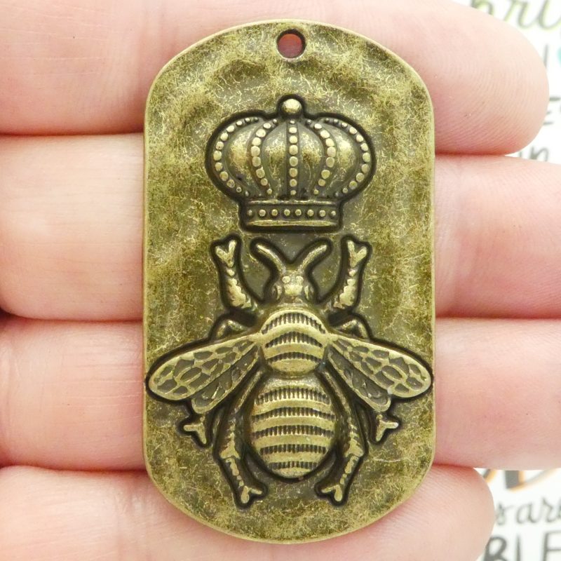 Bulk 3 Mardi Gras Queen Bee Pendant in Bronze Pewter by TIJC SP1957B - Image 2