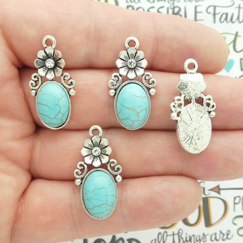 turquoise flower charm