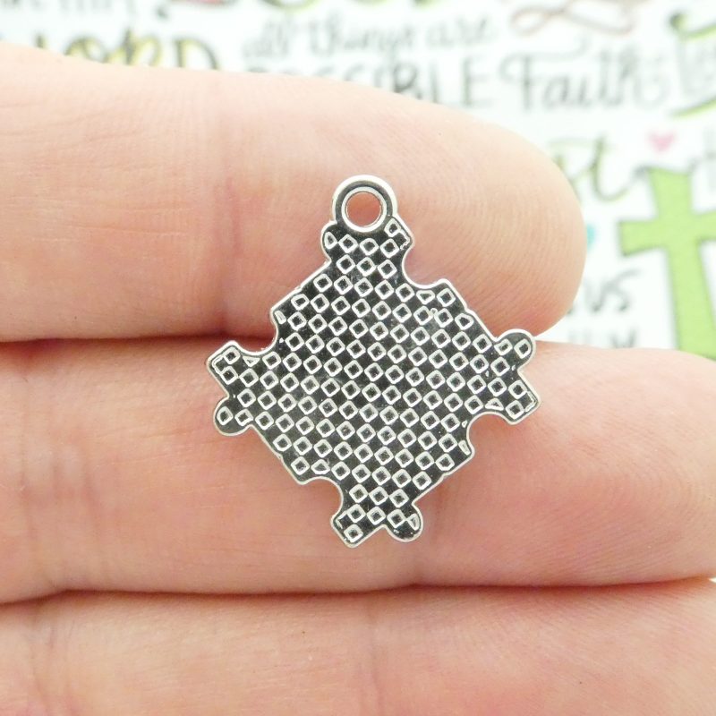2 Autism Awareness Silver Puzzle Charm by TIJC SP1971 - Image 5