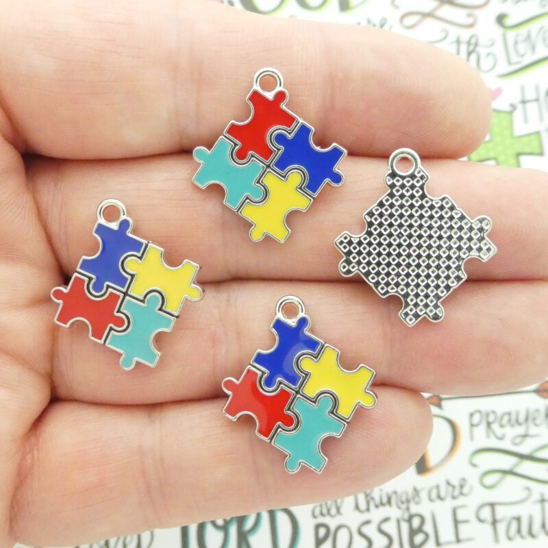 autism puzzle piece charms bulk