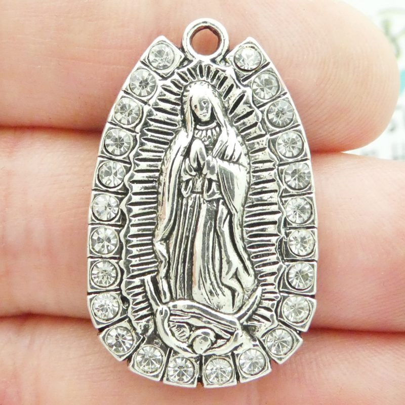 1 Our Lady of Guadalupe Medal Silver with Crystal by TIJC SP1972 - Image 2