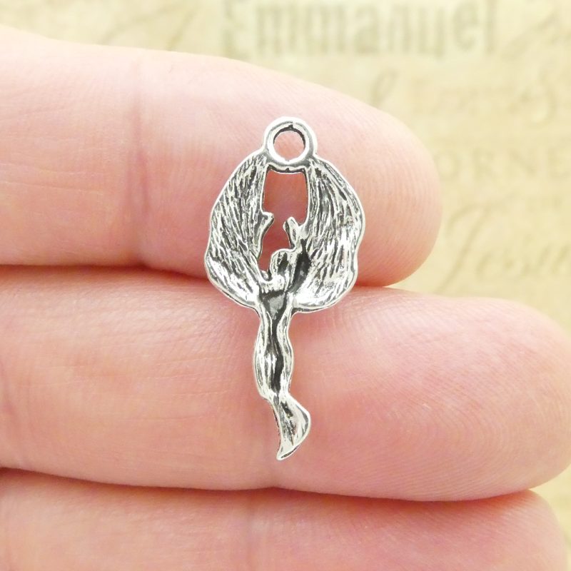 BULK 50 Silver Fairy Charm Pendant Small by TIJC SP1974 - Image 3