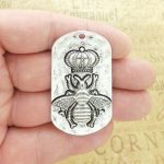 1 Mardi Gras Queen Bee Pendant in Silver Pewter by TIJC SP1978