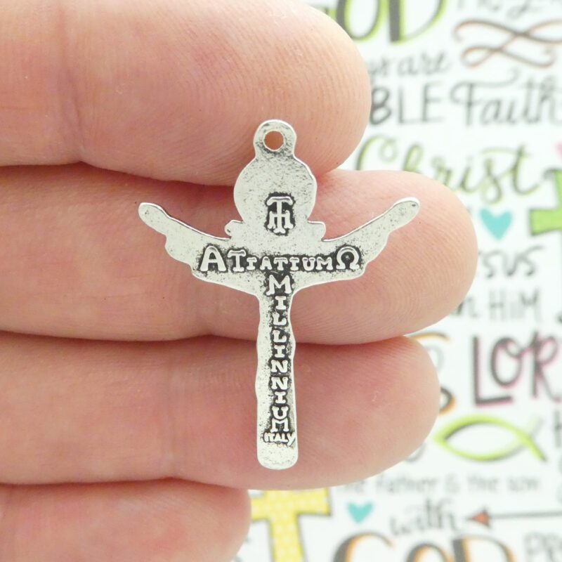 BULK 16 Silver Crucifix Cross Charm Pendant Tertium Millennium by TIJC SP1983B - Image 4