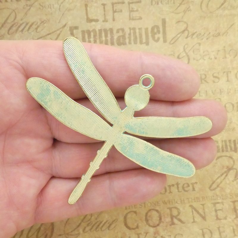 1 Dragonfly Charm Pendant Patina Gold with Turquoise Accent by TIJC SP1990 - Image 2