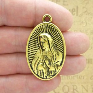 1 Oval Gold Our Lady Of Guadalupe Medal With Divine Mercy By TIJC SP1992