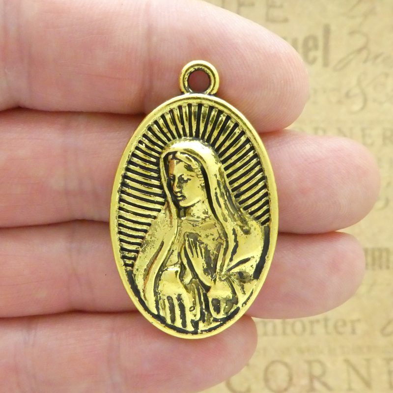 BULK 3 Oval Gold Our Lady of Guadalupe Medal with Divine Mercy by TIJC SP1992B - Image 3