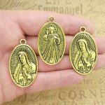 BULK 3 Oval Gold Our Lady of Guadalupe Medal with Divine Mercy by TIJC SP1992B