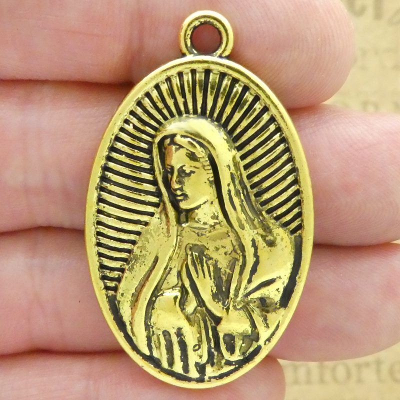 BULK 3 Oval Gold Our Lady of Guadalupe Medal with Divine Mercy by TIJC SP1992B - Image 4