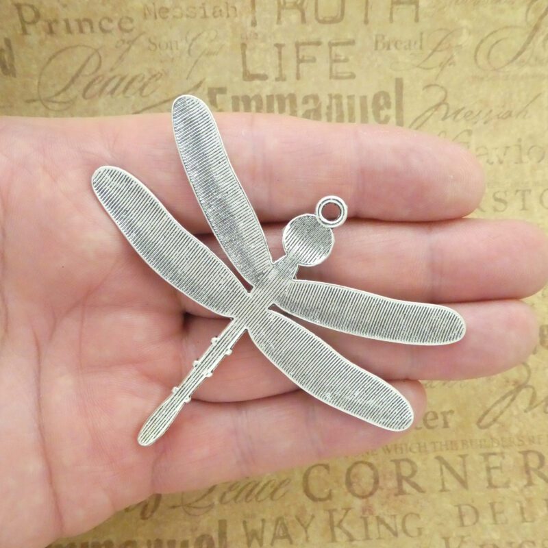 1 Ornate Silver Dragonfly Charm Pendant with Turquoise Accent by TIJC SP1995 - Image 2