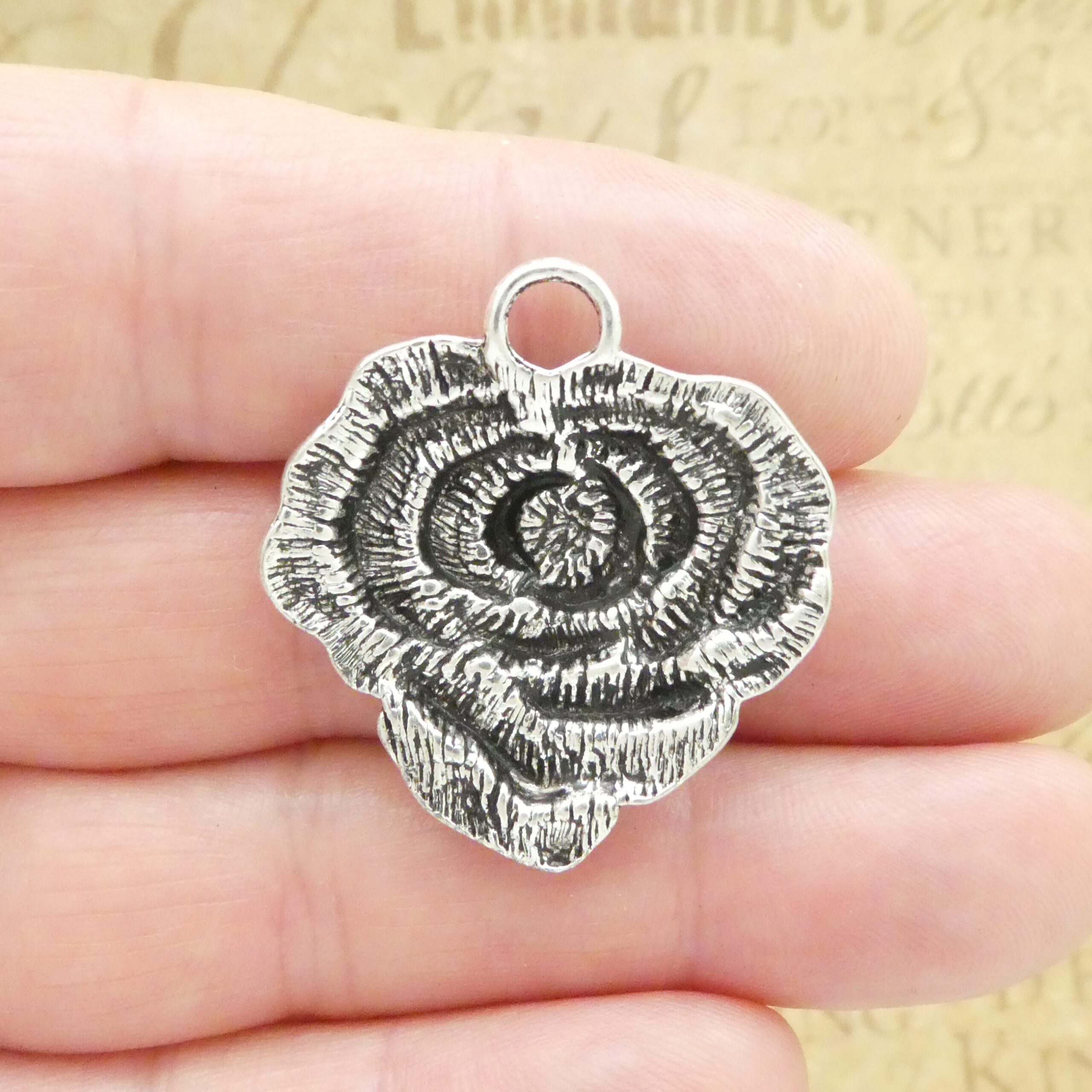 Silver Rose Charms Wholesale Pewter