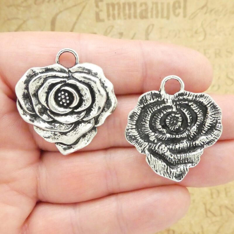 silver rose charms wholesale