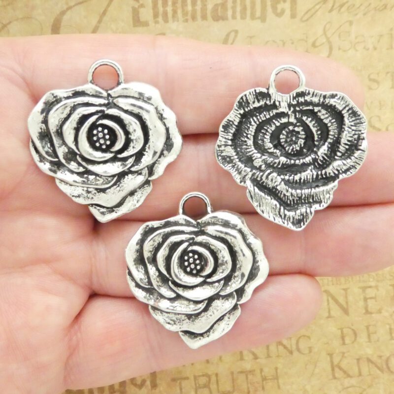 silver rose charms bulk