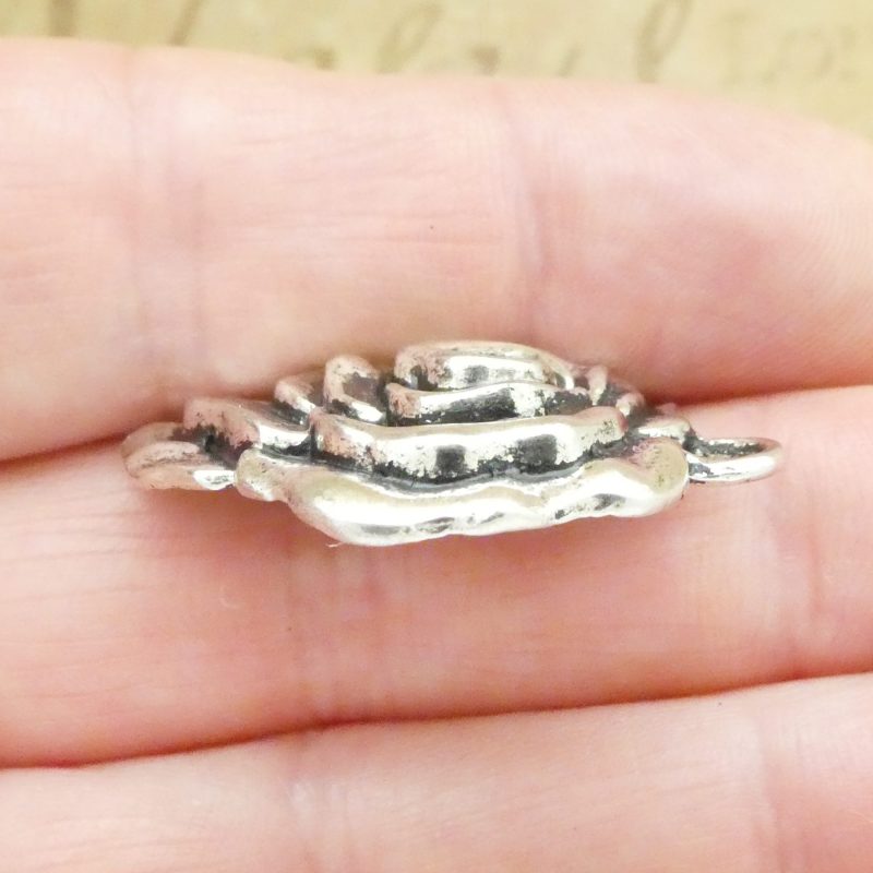 BULK 8 Silver Rose Pendant 35x32x6mm by TIJC SP2001B - Image 4