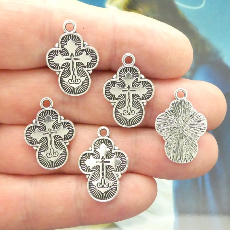 Silver Cross Charms Bulk
