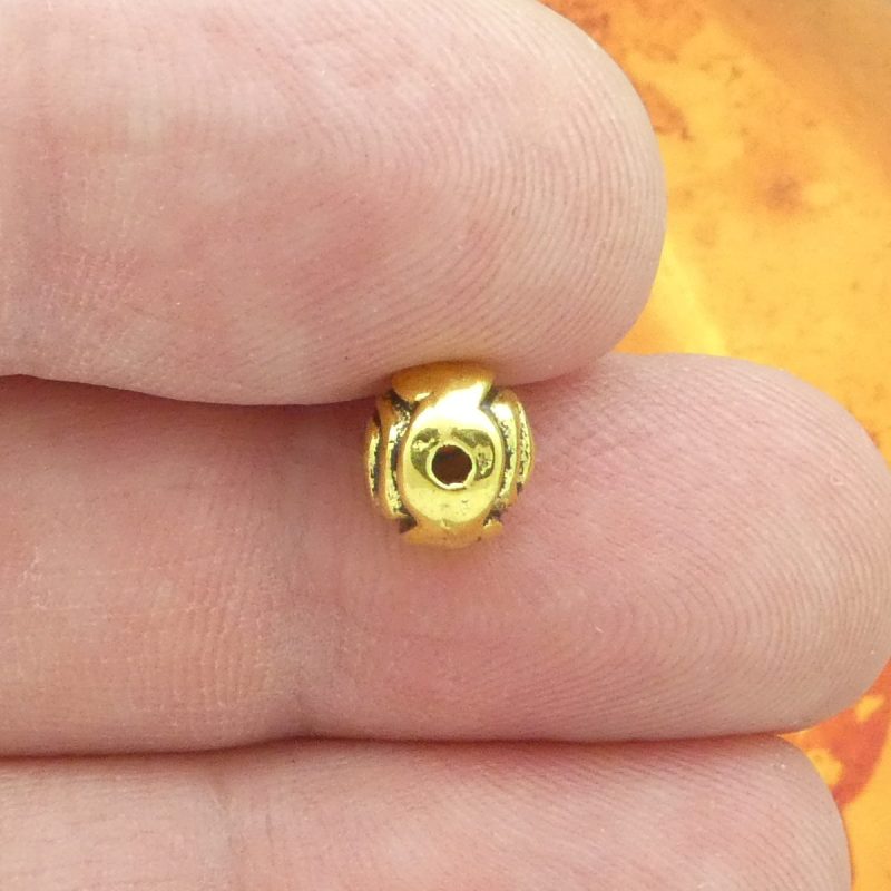 12 Piece Gold Rose Beads for Rosary Parts 7mm Diameter by TIJC SPB020 - Image 3