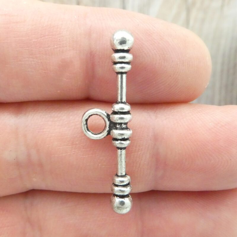 BULK 10 Sets Rope Round Silver Toggle Clasp 28x21mm by TIJC SPT006B - Image 3