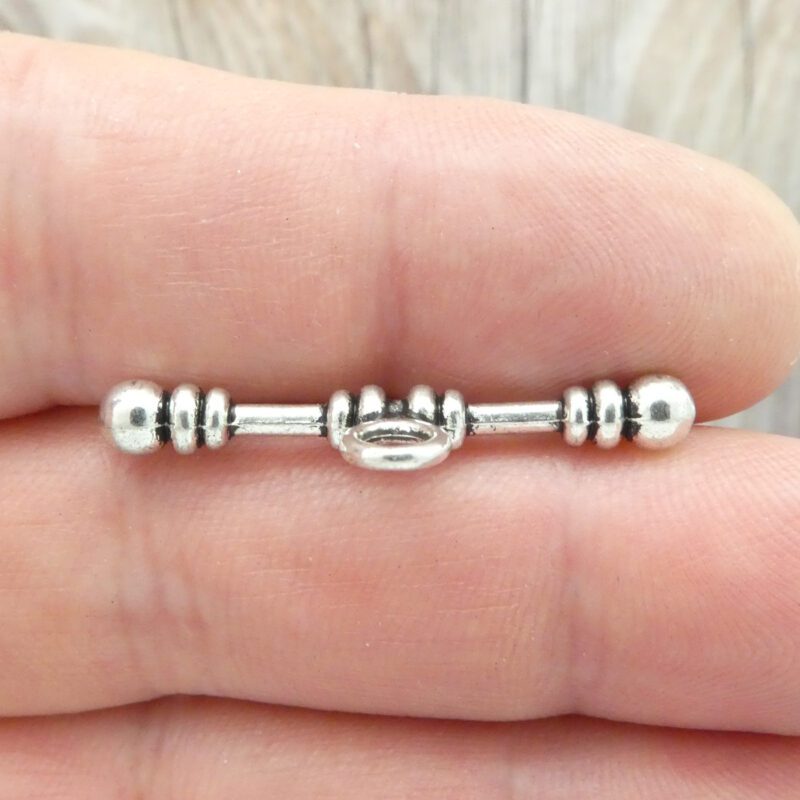 BULK 10 Sets Rope Round Silver Toggle Clasp 28x21mm by TIJC SPT006B - Image 4