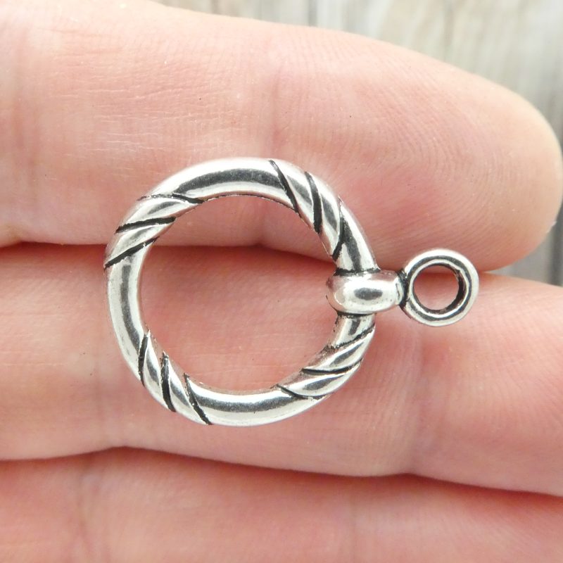 BULK 10 Sets Rope Round Silver Toggle Clasp 28x21mm by TIJC SPT006B - Image 6