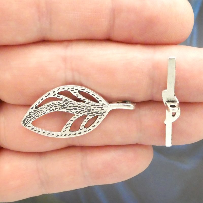 6 Sets Silver Leaf Toggle Clasp 37x18mm by TIJC SPT013 - Image 5
