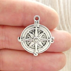 Silver Compass Charm Pendant