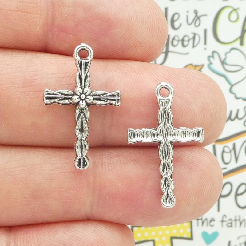 Flower Cross Charms for Jewelry Making