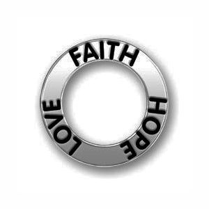 5 Silver Affirmation Ring Faith Hope Love Charm 22mm by TIJC SP0559