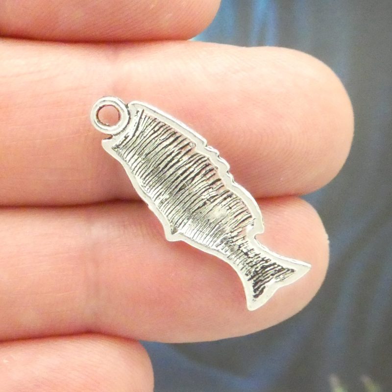 BULK 30 Silver Game Fish Charm Fishing Pendant 28x10mm by TIJC SP0889B - Image 3
