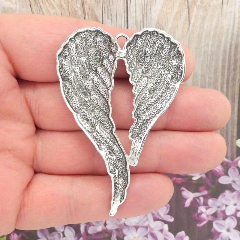 BULK 5 Spread Silver Angel Wings Pendant Extra Large 69x47mm by TIJC SP1341B - Image 4