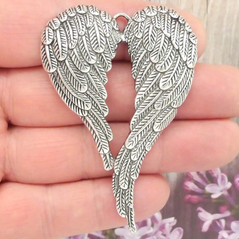 angel wings pendant silver