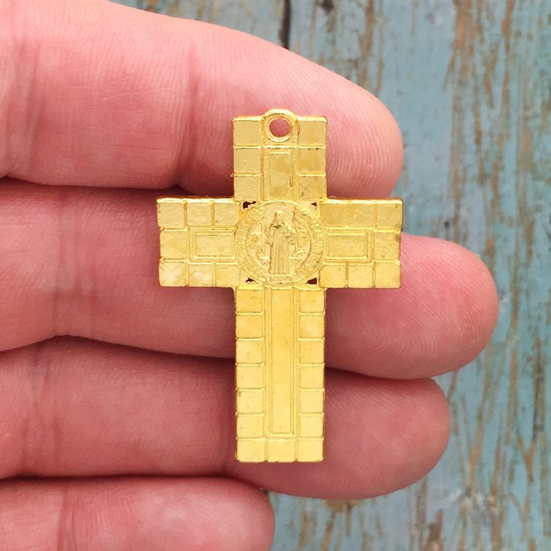 1 Gold St Benedict Crucifix Cross Charm by TIJC SP1748 - Image 3