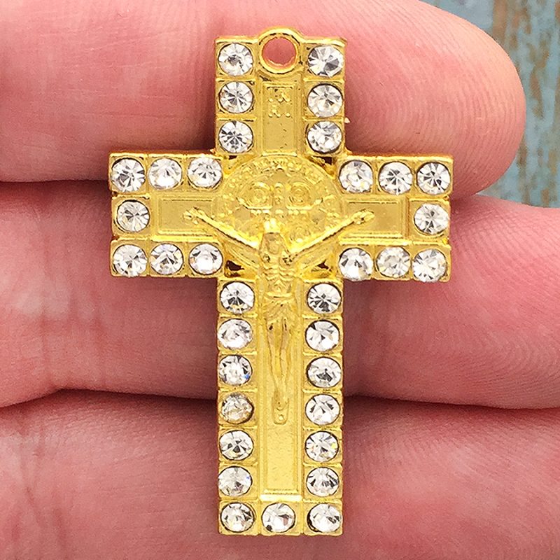 1 Gold St Benedict Crucifix Cross Charm by TIJC SP1748 - Image 2