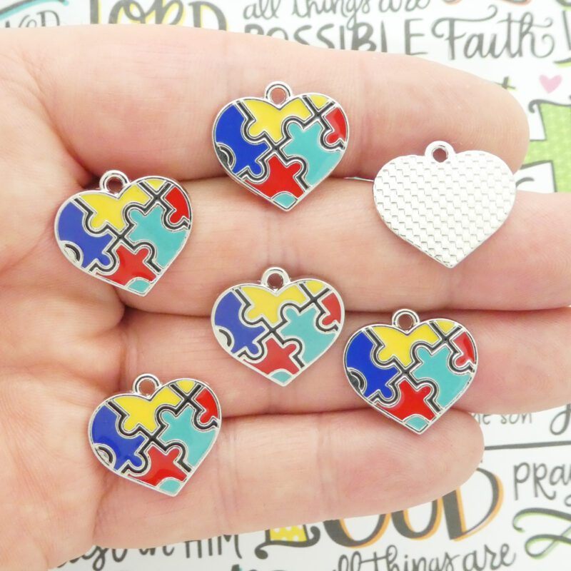 heart autism charms bulk
