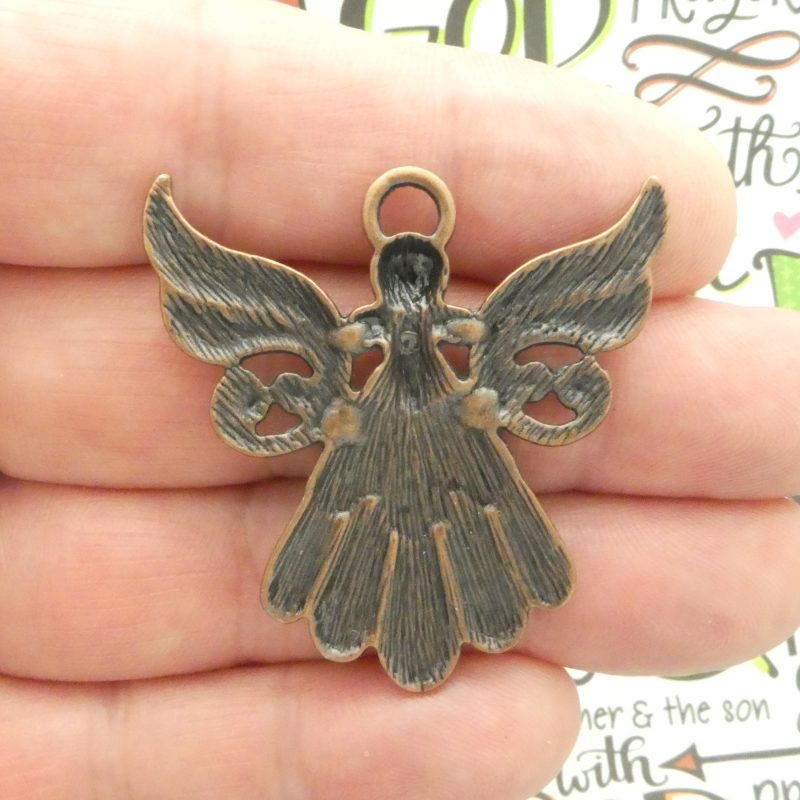 Bulk 6 Copper Angel Charm Pendant 43x42mm by TIJC SP2026B - Image 4