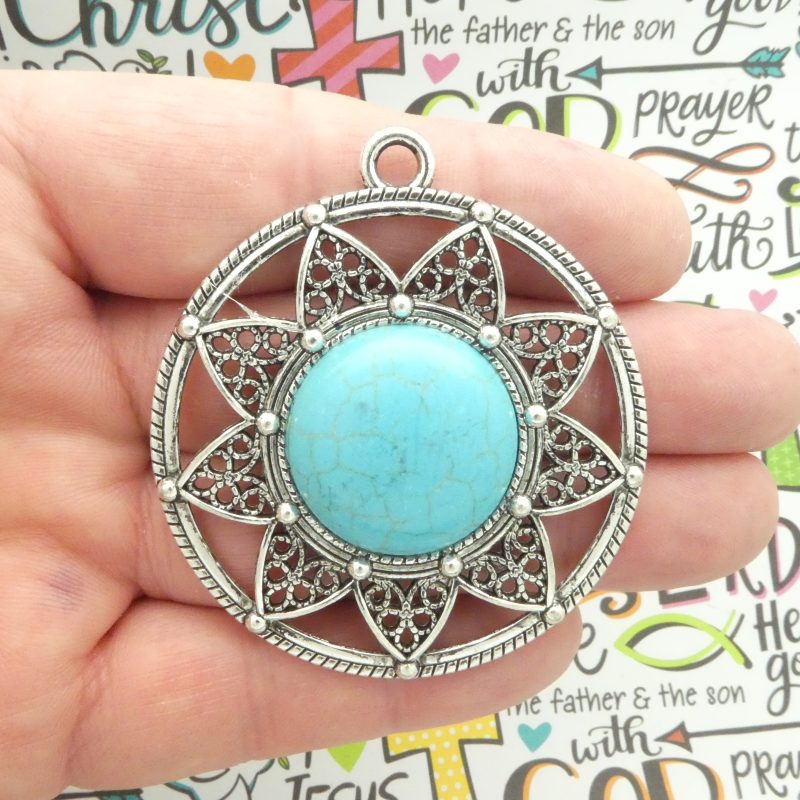 turquoise flower pendant
