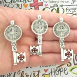 Bulk 4 St Benedict Key Charm Large Silver by TIJC SP2033B