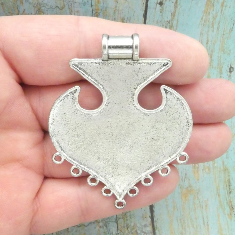 1 Silver Decending Bird Pendant with Turquoise 65x51mm by TIJC SP2035 - Image 3