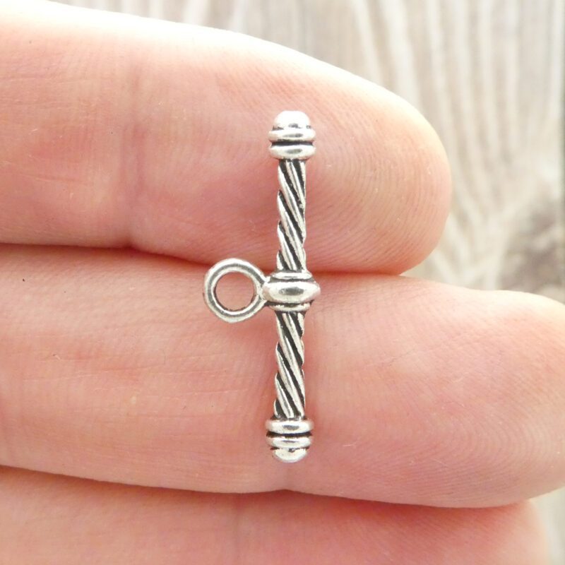 6 Sets Rope Round Silver Toggle Clasp 24x18mm by TIJC SPT011 - Image 4