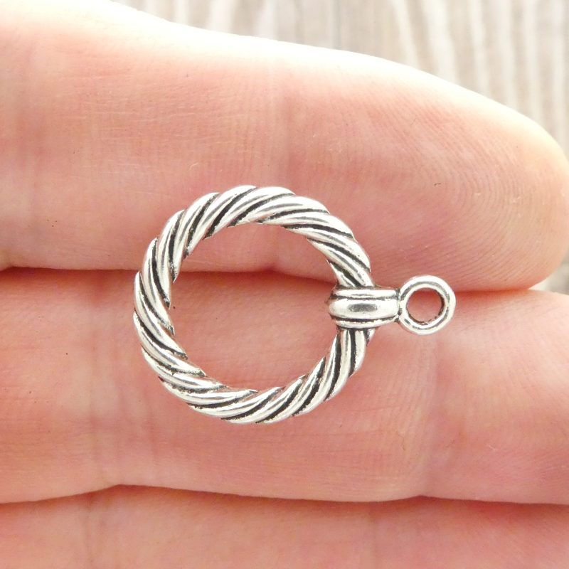 6 Sets Rope Round Silver Toggle Clasp 24x18mm by TIJC SPT011 - Image 3