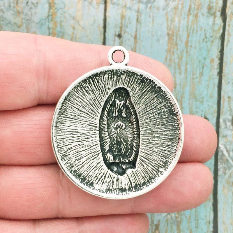 1 Our Lady of Guadalupe Medal Round Silver by TIJC SP1711 - Image 2