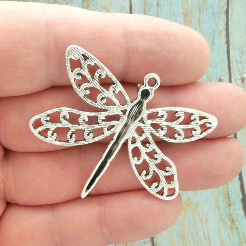 2 Filligree Silver Dragonfly Charm Pendant by TIJC SP2037 - Image 6
