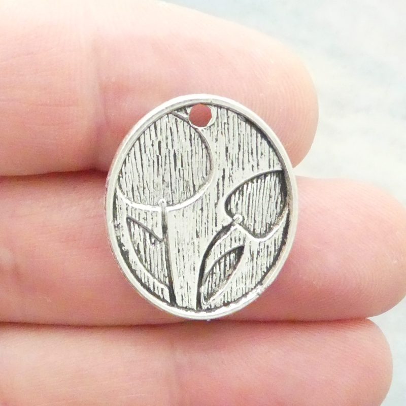5 Tulip Charm Silver Flower Pendant 25x22mm by TIJC SP0376 - Image 4