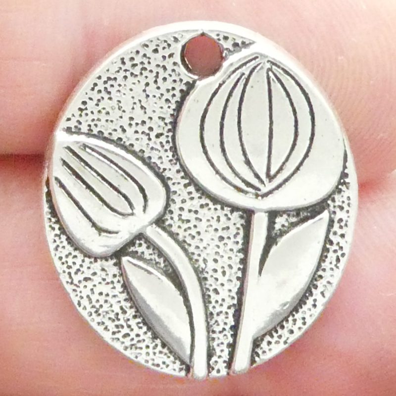 silver tulip charms for jewelry making