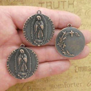 3 Our Lady of Guadalupe Medals Bulk Round Copper by TIJC SP2043B
