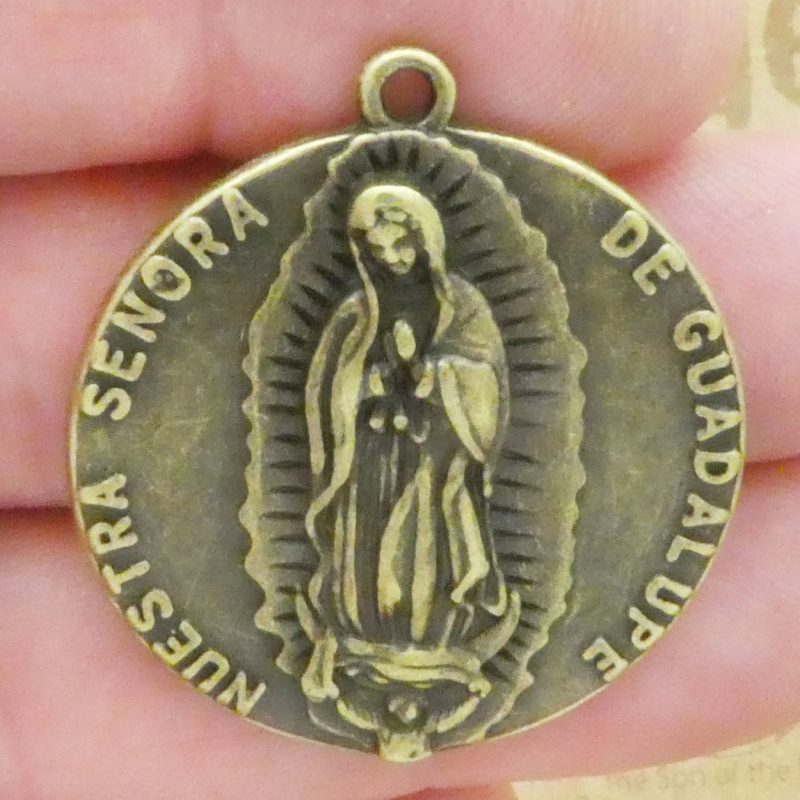 1 Our Lady of Guadalupe Medal Round Bronze by TIJC SP2044 - Image 2