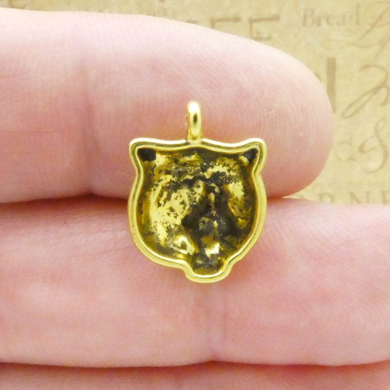 30 Gold Tiger Head Charms Bulk by TIJC SP2046B - Image 3