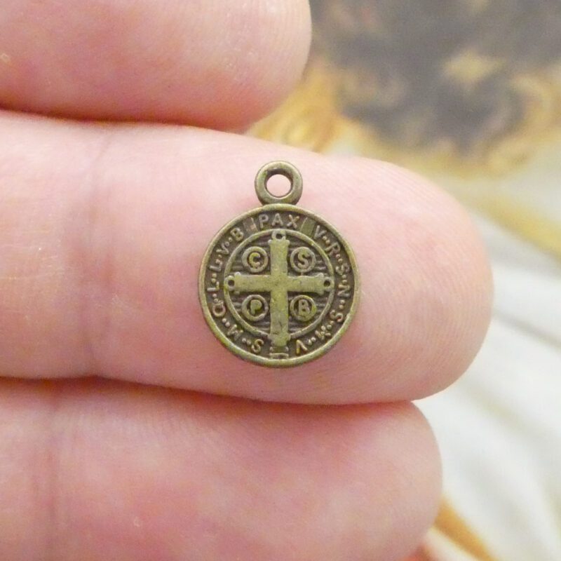 60 Tiny Bronze St Benedict Charms Bulk by TIJC SP2052B - Image 3